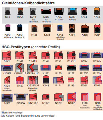 HSC-Profile Kolbendichtungen